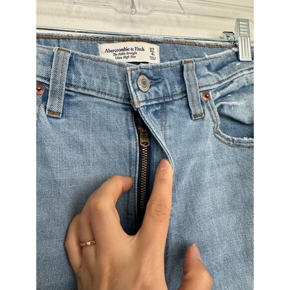 Abercrombie Curve Love The Ankle Straight Ultra High Rise Jeans Light Wash Sz 27 - Picture 3 of 6